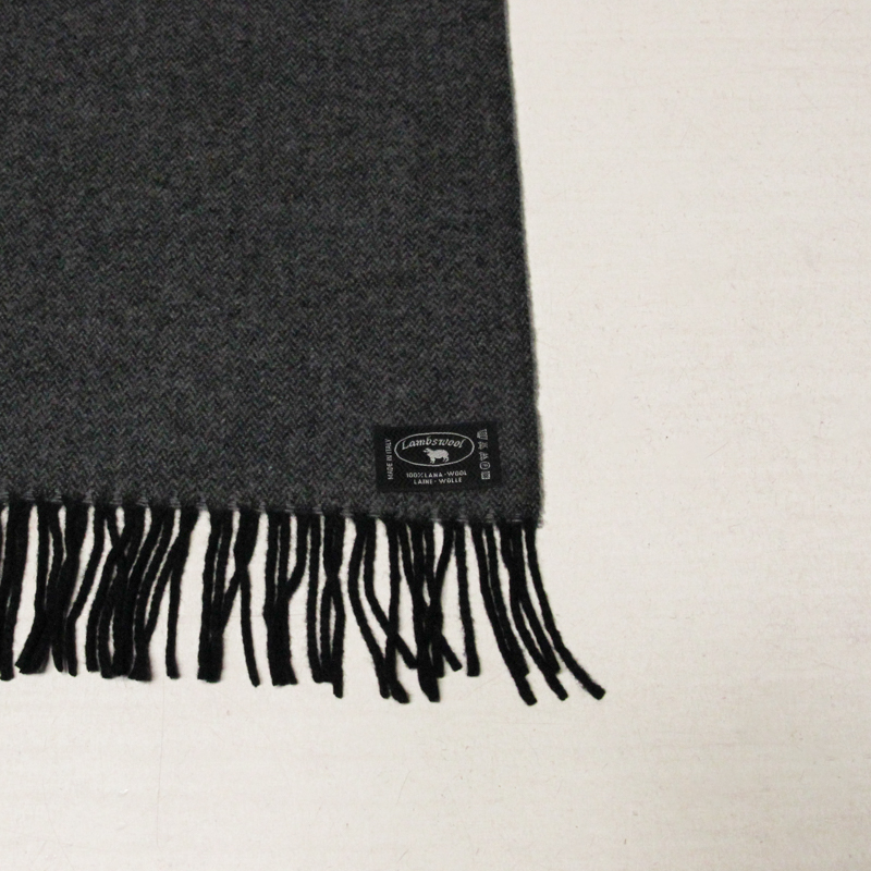 Écharpe à frange 100% laine - Chevron noir & gris