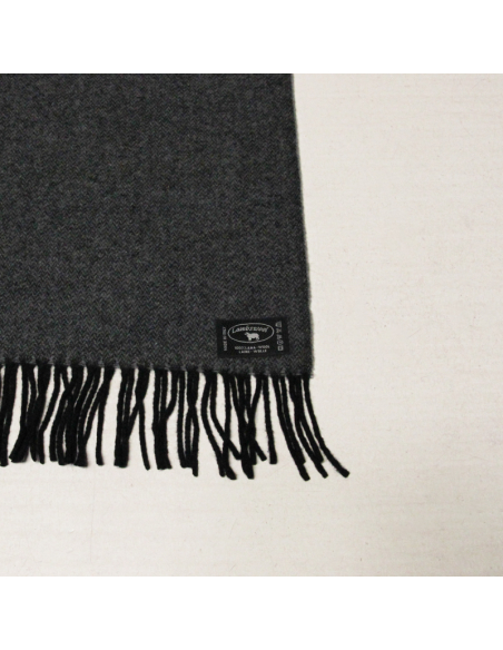 Écharpe à frange 100% laine - Chevron noir & gris