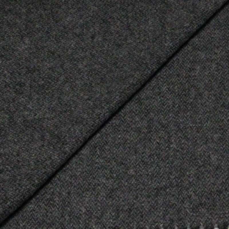 Écharpe à frange 100% laine - Chevron noir & gris