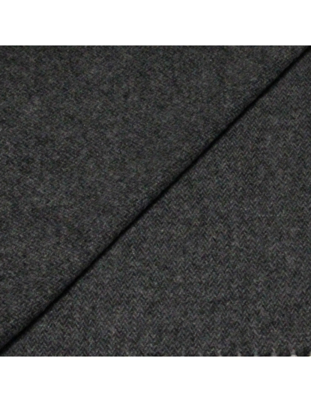 Écharpe à frange 100% laine - Chevron noir & gris