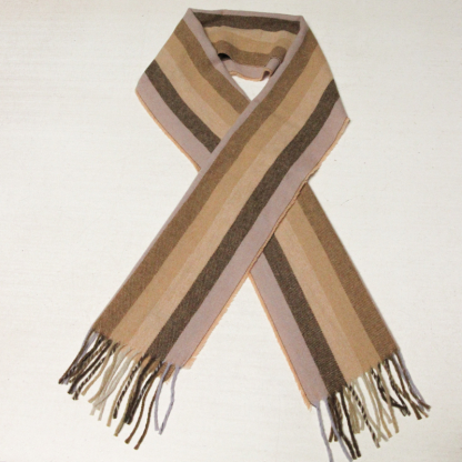 Écharpe à frange de laine - Rayure ton nude