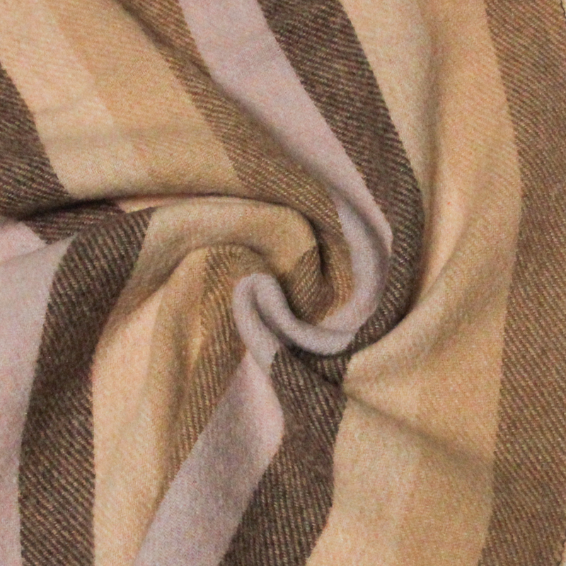 Écharpe à frange de laine - Rayure ton nude