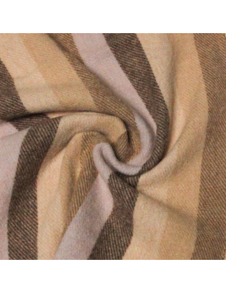 Écharpe à frange de laine - Rayure ton nude