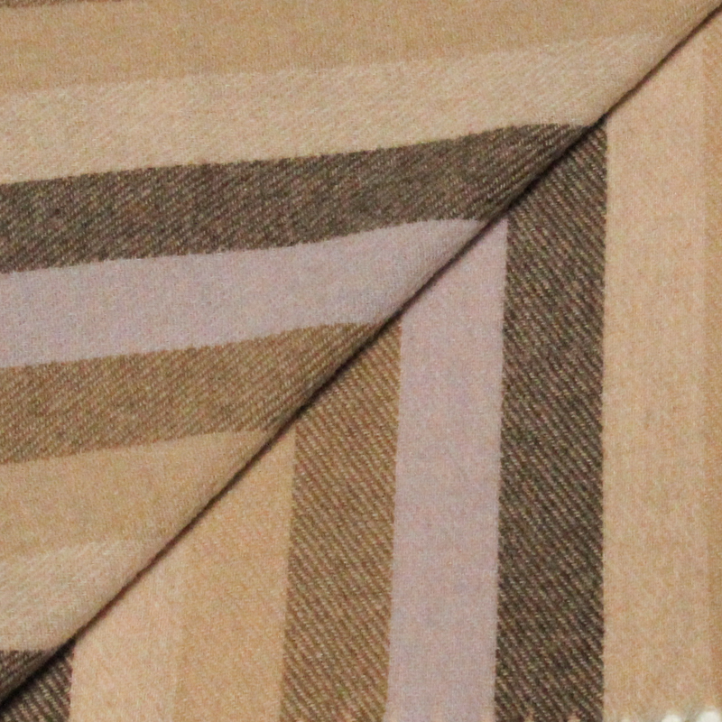 Écharpe à frange de laine - Rayure ton nude