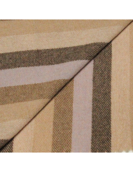 Écharpe à frange de laine - Rayure ton nude