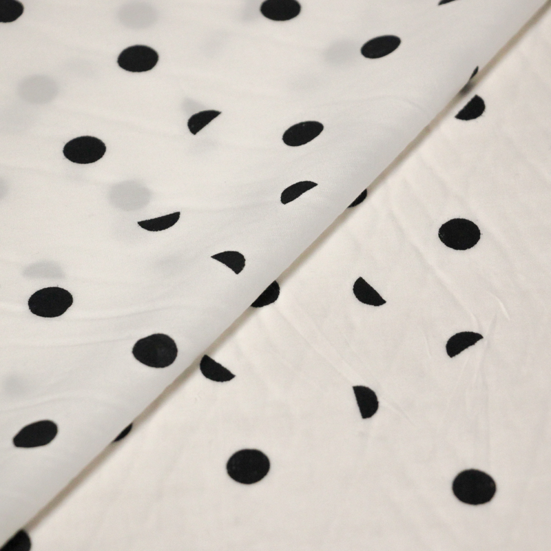 Percale 100% coton - Blanc à pois noirs