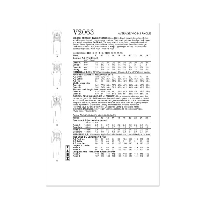 Patron Vogue 2063 B5 (36-44) - Robe Élégante
