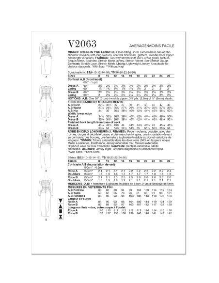 Patron Vogue 2063 B5 (36-44) - Robe Élégante