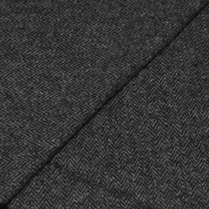 Écharpe à frange de laine - Chevron & bande latérale noir