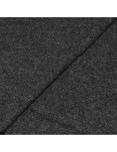 Écharpe à frange de laine - Chevron & bande latérale noir