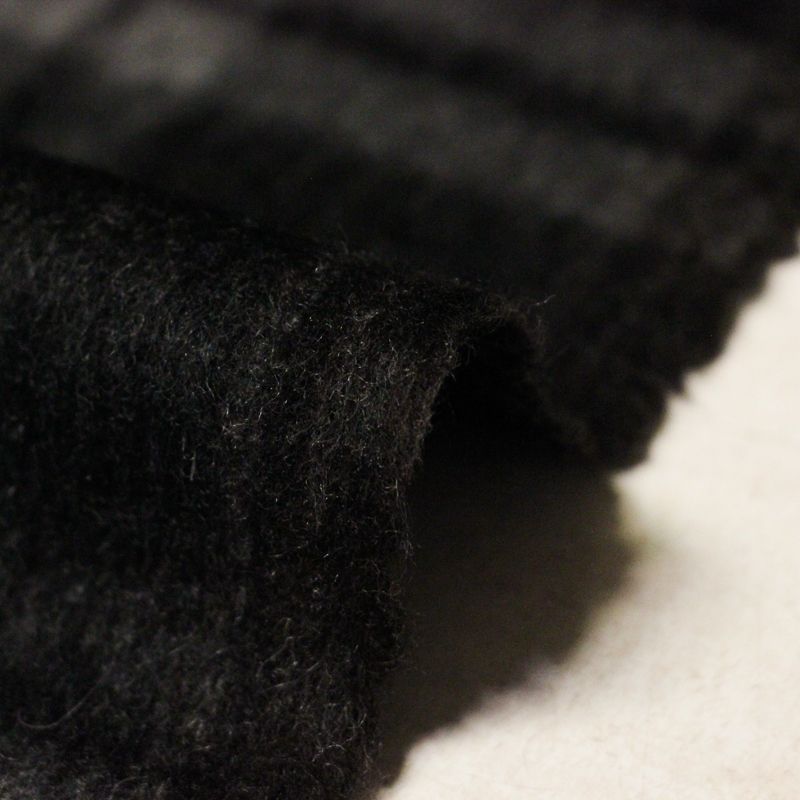 Velours de laine & alpaga double face - Noir à carreaux blancs