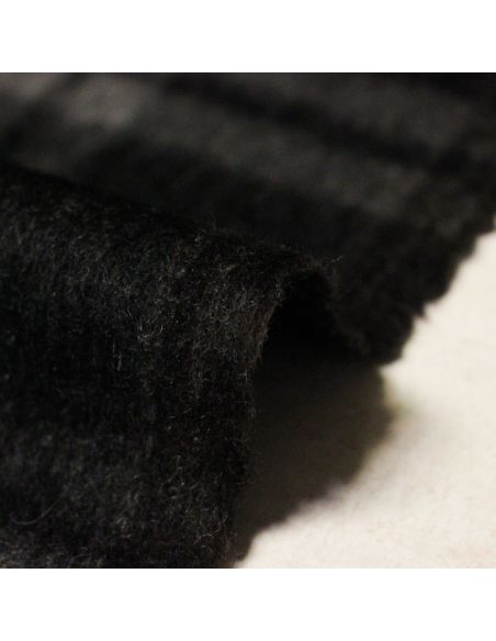 Velours de laine & alpaga double face - Noir à carreaux blancs