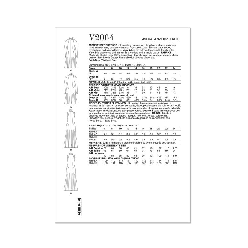 Patron Vogue 2064 H5 (34-42) - Veste Élégante