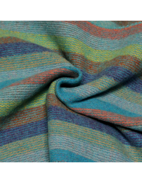 Écharpe à frange de laine - Rayure multicolore ton froid