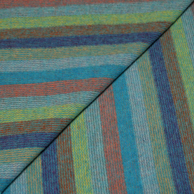 Écharpe à frange de laine - Rayure multicolore ton froid