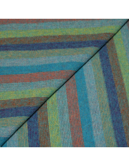 Écharpe à frange de laine - Rayure multicolore ton froid