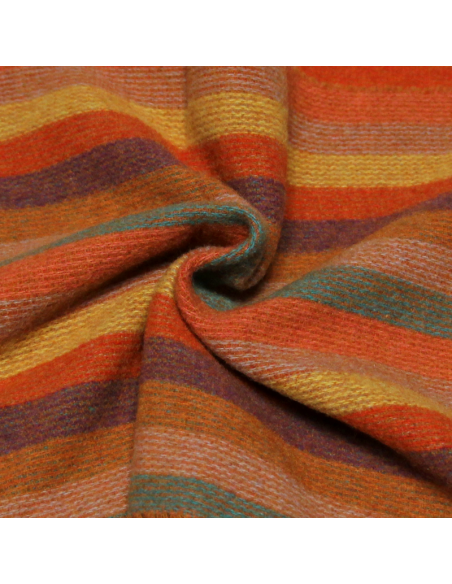 Écharpe à frange de laine - Rayure multicolore ton chaud