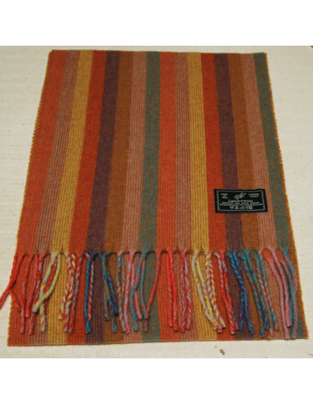 Écharpe à frange de laine - Rayure multicolore ton chaud