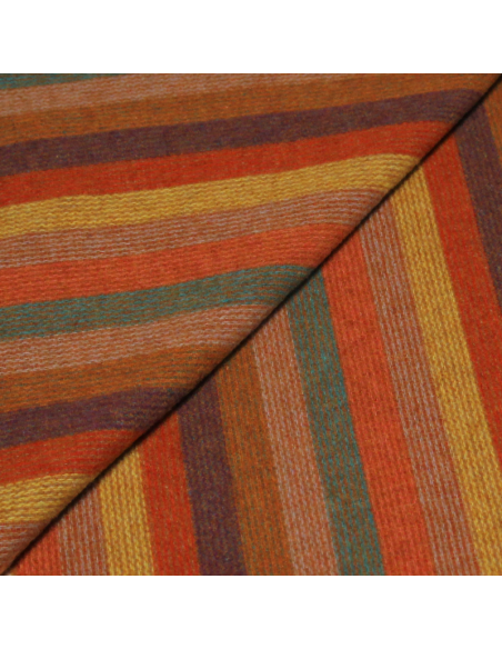 Écharpe à frange de laine - Rayure multicolore ton chaud