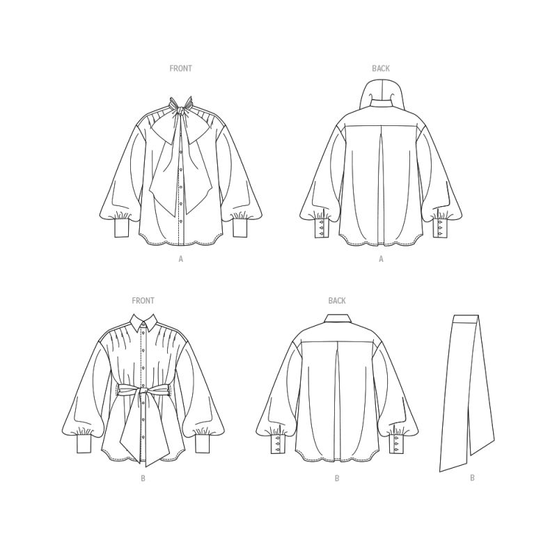 Patron Vogue 2068 B5 (36-44) - Hauts pour femme avec ceinture