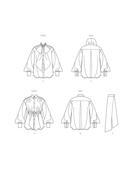 Patron Vogue 2068 B5 (36-44) - Hauts pour femme avec ceinture
