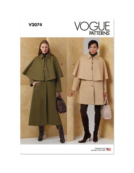 Patron Vogue 2074 - Manteau cape pour femme