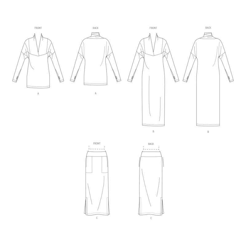 Patron Vogue 2074 B5 (36-44) - Robe et haut en maille pour femme