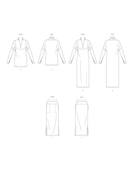 Patron Vogue 2074 B5 (36-44) - Robe et haut en maille pour femme