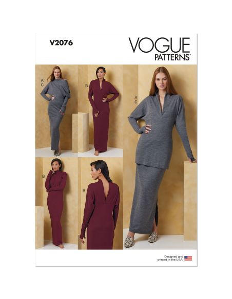 Patron Vogue 2074 Y5 (46-54) - Robe et haut en maille pour femme