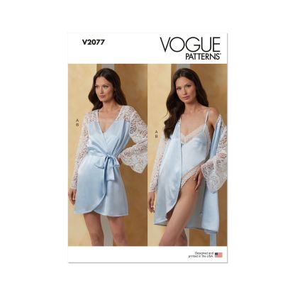 Patron Vogue 2077 H5 (34-42) - Robe avec ceinture et teddy pour femme