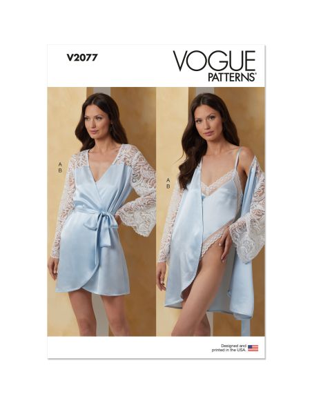 Patron Vogue 2077 H5 (34-42) - Robe avec ceinture et teddy pour femme