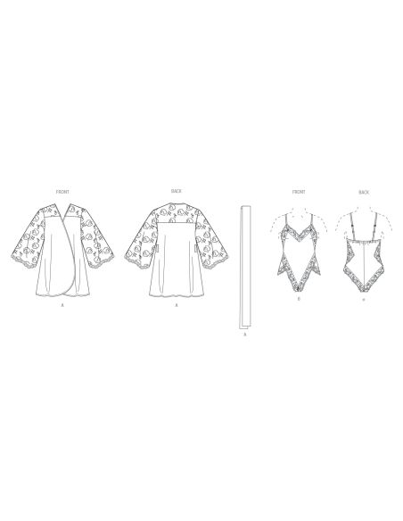 Patron Vogue 2077 H5 (34-42) - Robe avec ceinture et teddy pour femme