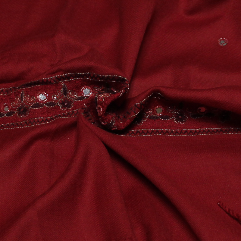 Étole 100% laine vierge brodée - Bordeaux