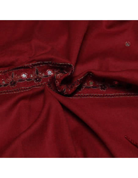 Étole 100% laine vierge brodée - Bordeaux