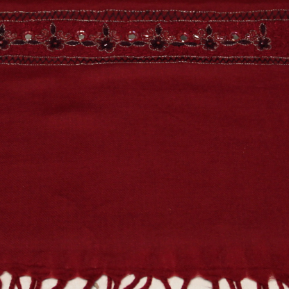 Étole 100% laine vierge brodée - Bordeaux 2
