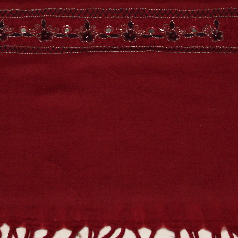 Étole 100% laine vierge brodée - Bordeaux