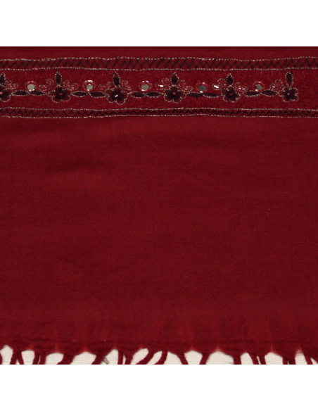 Étole 100% laine vierge brodée - Bordeaux