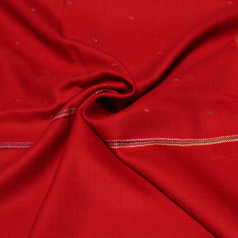 Étole 100% laine vierge - Rouge détails multicolore