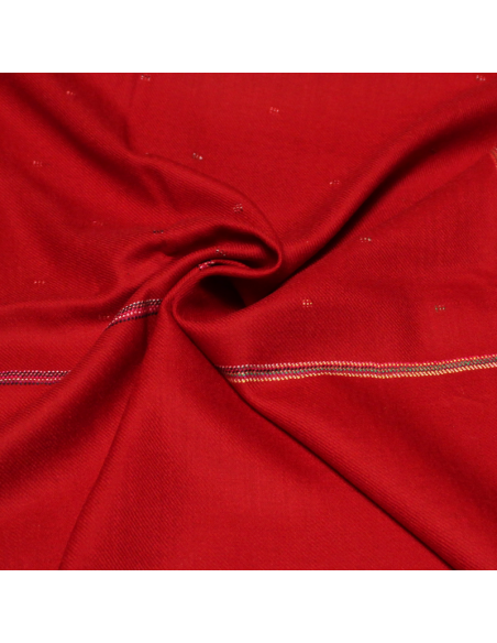 Étole 100% laine vierge - Rouge détails multicolore