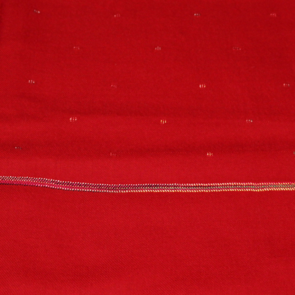 Étole 100% laine vierge - Rouge détails multicolore