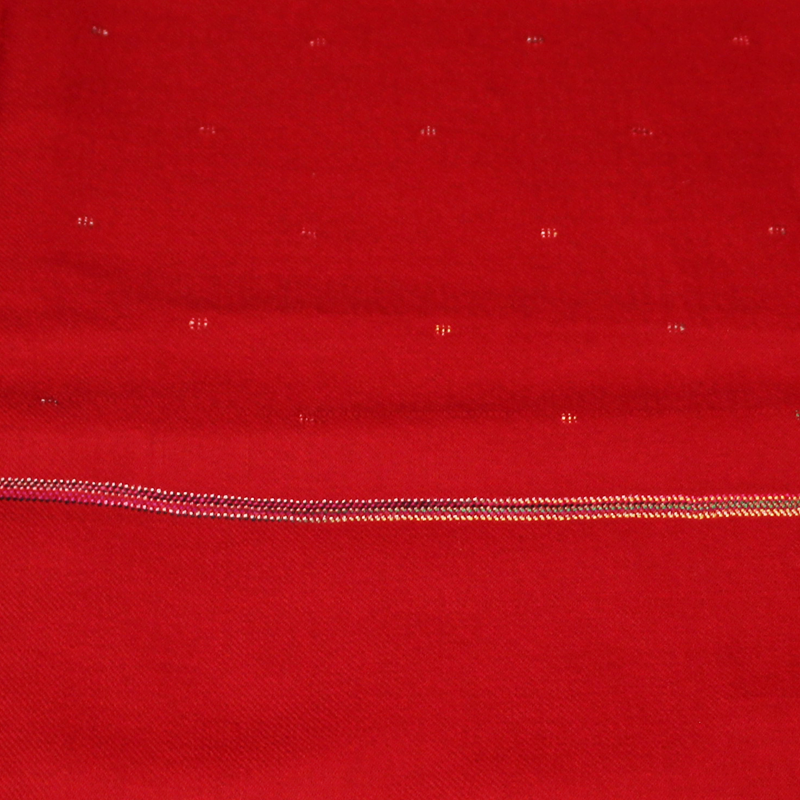 Étole 100% laine vierge - Rouge détails multicolore