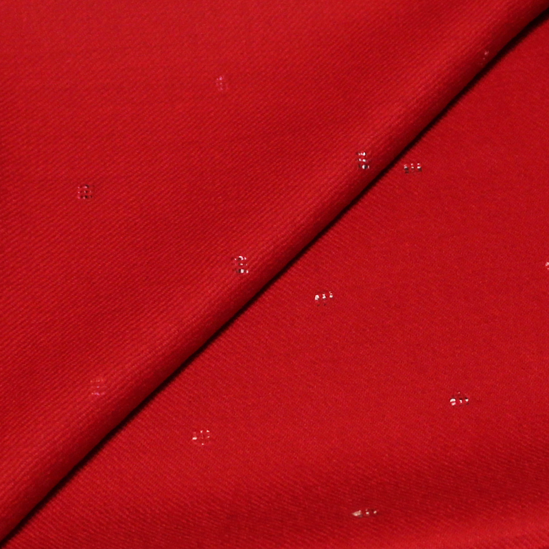Étole 100% laine vierge - Rouge détails multicolore