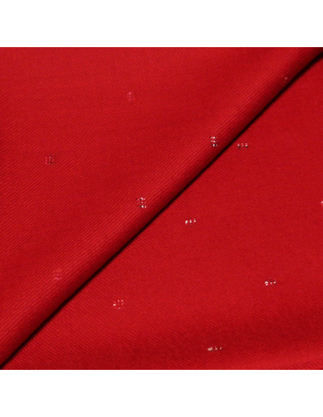 Étole 100% laine vierge - Rouge détails multicolore