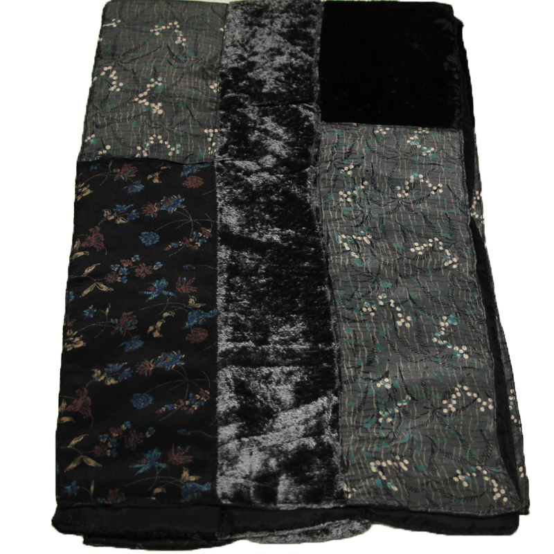 Écharpe patchwork soie & viscose - Noir