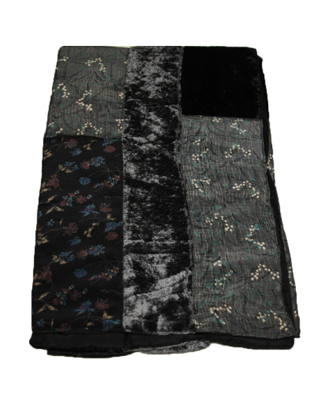 Écharpe patchwork soie & viscose - Noir