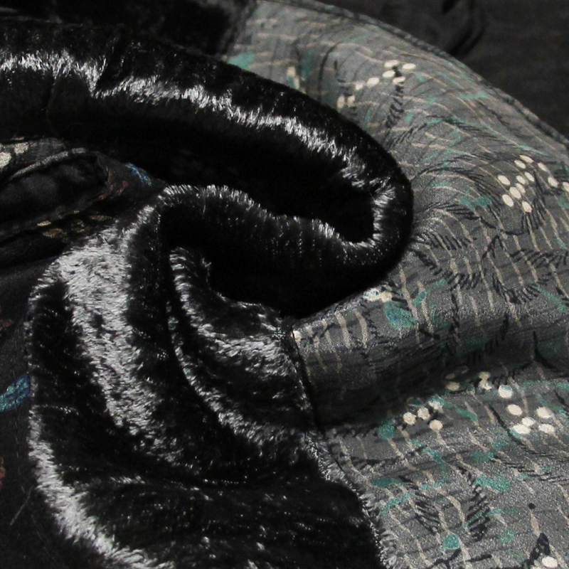 Écharpe patchwork soie & viscose - Noir