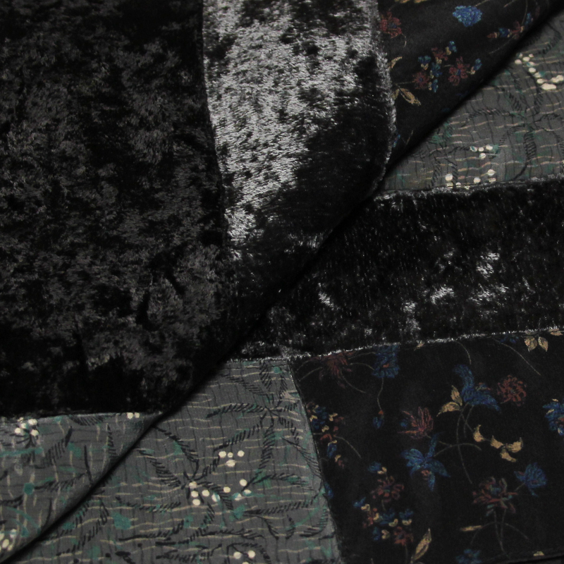 Écharpe patchwork soie & viscose - Noir