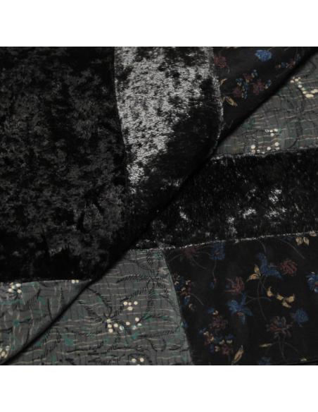 Écharpe patchwork soie & viscose - Noir