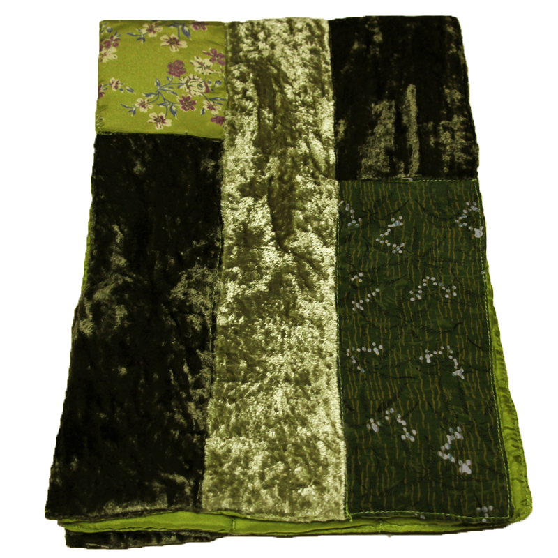 Écharpe patchwork soie & viscose - Vert