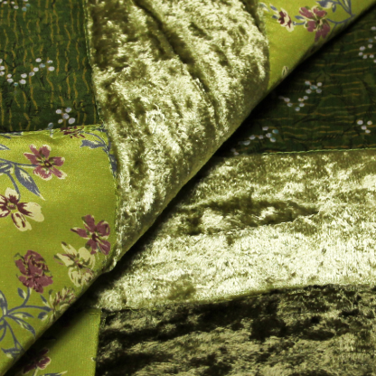 Écharpe patchwork soie & viscose - Vert 2